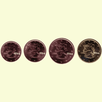 1 , 2 , 5 , 10 cent FINNLAND 2000 1 , 2 , 5 , 10 cent FINNLAND 2000
