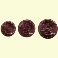 1 , 2 , 5 cent FINNLAND 1999