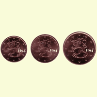 1 , 2 , 5 cent FINNLAND 2002