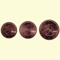 1 , 2 , 5 cent FINNLAND 2004