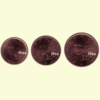 1 , 2 , 5 cent FRANKREICH 2000