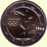 2 Euro GRIECHENLAND 2004 " Diskuswerfer Olympia Athen "