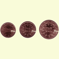 1 , 2 , 5 cent PORTUGAL 2004