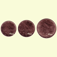 1 , 2 , 5 cent SLOWAKEI 2009