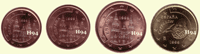 1 , 2 , 5 , 10 cent SPANIEN 1999 1 , 2 , 5 , 10 cent SPANIEN 1999